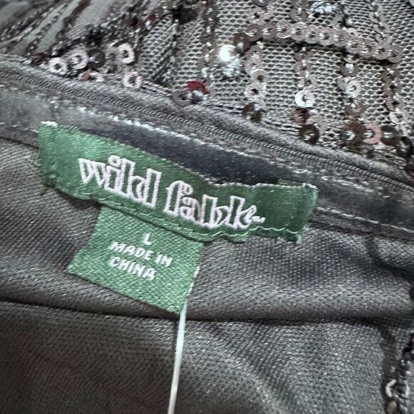 Women's Tube Sequin Fringe Mini Bodycon Dress - Wild Fable Dark Gray  size Large - Picture 7 of 8